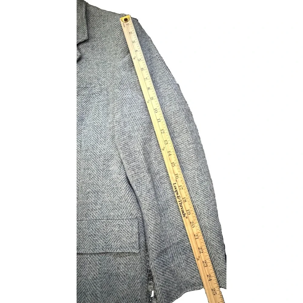 Vintage Men's 46L Kuppenheimer Tweed Herringbone Gray Wool Blazer Kupp Jacket
